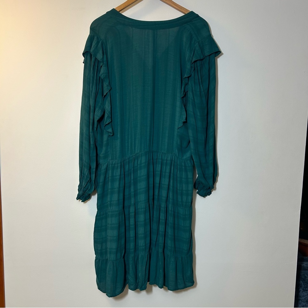 🆕 ANTHROPOLOGIE | NWT Amadi Teal Long Sleeve Midi Dress Size Large - Picture 11 of 11